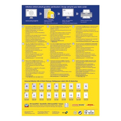 Etikett AVERY 3474-200 70X37mm univerzális 4800 címke/doboz 200+20 ív/doboz