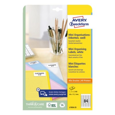 Etikett AVERY L7656-25 46x11,1mm 2100 címke/doboz 25 ív/doboz