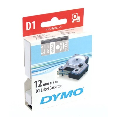 Feliratozó szalag DYMO D1 12mm x 7m átlátszó alapon fehér írásszín