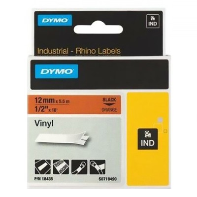 Feliratozó szalag DYMO ID1 12mm x 5,5m poliészter narancs alapon fekete írásszín