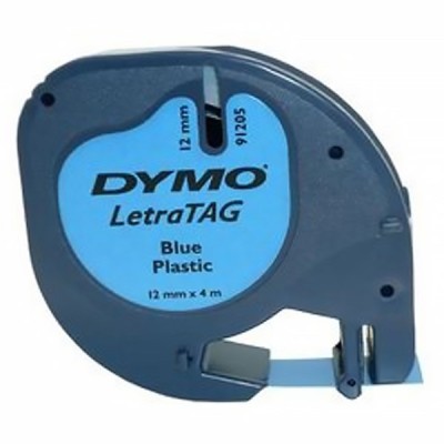 Feliratozó szalag DYMO LetraTag 12mm x 4m műanyag kék alapon fekete írásszín