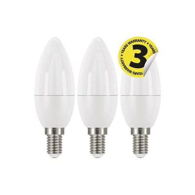 LED izzó EMOS E14 gyertya 6W meleg fény 2700K 3db/doboz