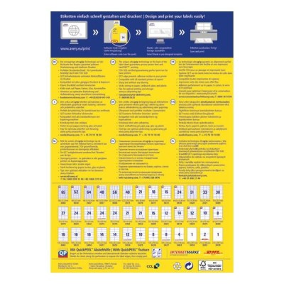 Etikett AVERY 3475 70x36mm univerzális 2400 címke/doboz 100 ív/doboz