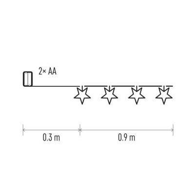 Karácsonyi fényfüzér EMOS papír csillag 1,35m 10 LED fehér