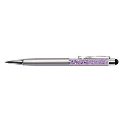 Golyóstoll ART CRYSTELLA orgona lila felül fehér SWAROVSKI® kristállyal töltve Touch Pen 0,7mm kék