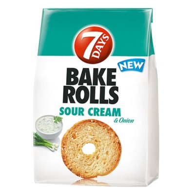 Kétszersült kenyérkarika 7DAYS Bake Rolls hagymás tejfölös 80g