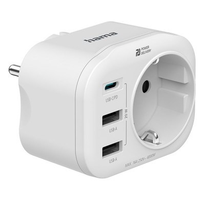 Konnektor HAMA + 2xUSB + USB-C 20W