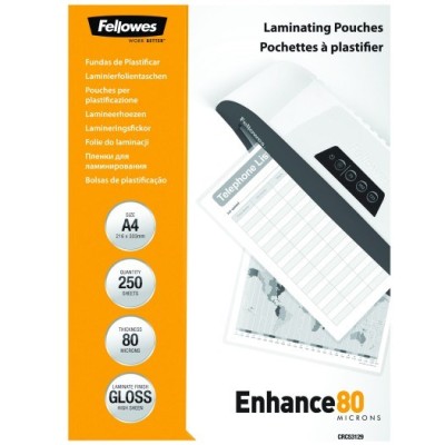 Lamináló fólia FELLOWES A/4 80 mikron fényes 250/csom