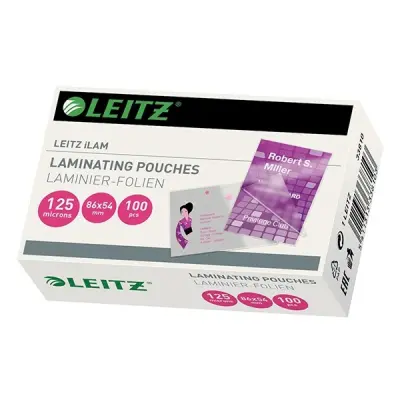 Meleglamináló fólia LEITZ ILam mini 125 mikronos 54x86 mm 100 darabos
