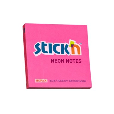 Öntapadó jegyzettömb STICK`N 76x76mm neon pink 100 lap