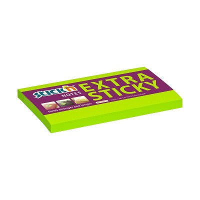 Öntapadó jegyzettömb STICK`N extra erős 76x127mm neon zöld 90 lap