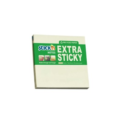 Öntapadó jegyzettömb STICK`N extra erős 76x76mm újrahasznosított pasztell sárga 90 lap