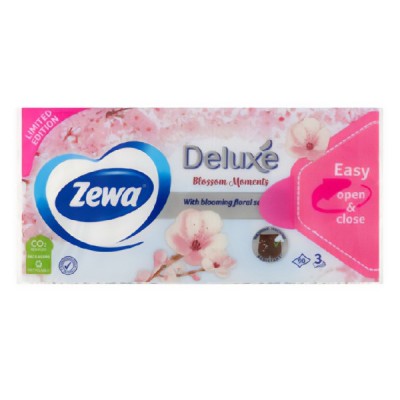 Papírzsebkendő ZEWA Deluxe 3 rétegű 90db-os Sensitive/Blossom Moments