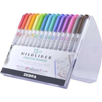 Szövegkiemelő kétvégű ZEBRA Mildliner Cool&Refined, Fluorescent, Warm 1,4-4,0 mm 15 db/ készlet