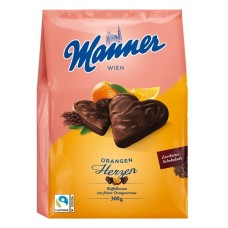 Töltött ostya MANNER szív narancsos 300g